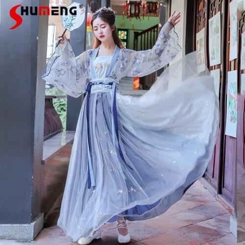 Ancient Hanfu long Dress Folk Dance Costume Women Han Dynasty Princess Fairy Hanfu Dress Oriental Dance Clothing Girl Cosplay