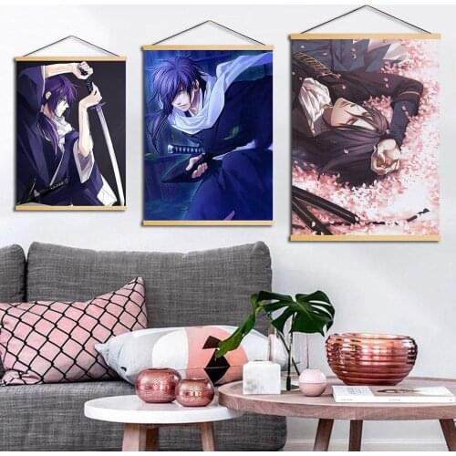 Home Decor Hakuoki Shinkai Fuukaden Print Wooden Scroll Hanging Painting Wall Art Poster Animation Canvas Picture For Girls Room