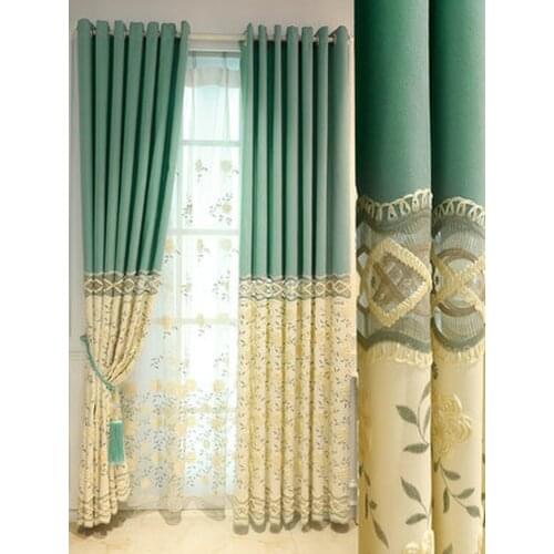 European Green Floral Fabric Curtains Modern Minimalist Curtains For Living Room Bedroom Custom Size
