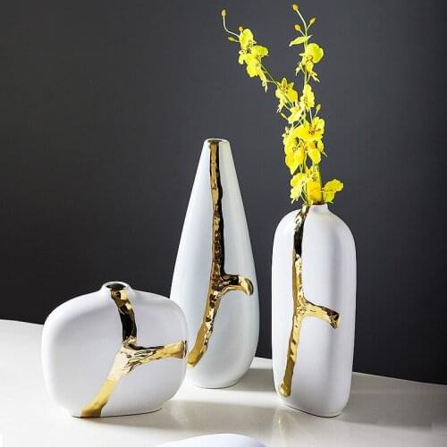 Ceramic Phnom Penh Vase Small Mouth White Matte Flower Arrangement Decoration Home Decoration Flower Arrangement Container Vase