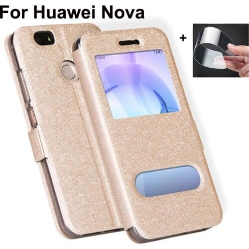 Open Window Leather Filp Cases For Huawei Nova Case bumper For Huawei Nova 5.0" For Huawei Nova CAZ-AL10 Cover