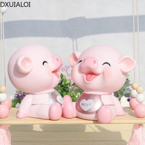 Creative pink piggy bank childrens room decoration cartoon anti-fall piggy bank home decor accessories modern holiday gifts