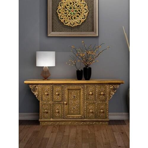 Southeast Asian style furniture Thai corridor TV cabinet living room bedroom solid wood storage antique floor cabinet