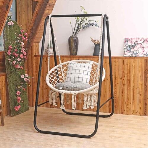 100KG Metal Hammock Chair Seat Swing Hanging Chair Outdoor Indoor Frame Chair Stand Home Garden Beach Hammock With Stand