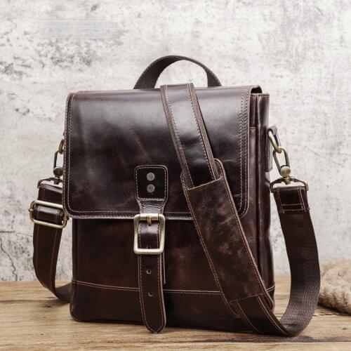 Fashion Mens Genuine Leather Crossbody Bags Men Business Flap Shoulder Messenger Bags Brand Male Sling Bag For Ipad Cell Phone