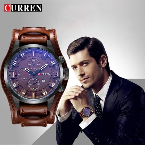 Top Luxury Brand CURREN 8225 Quartz Mens Watches Fashion Leather Strap Men Watch Casual Date Sport Military Male Clocks часы