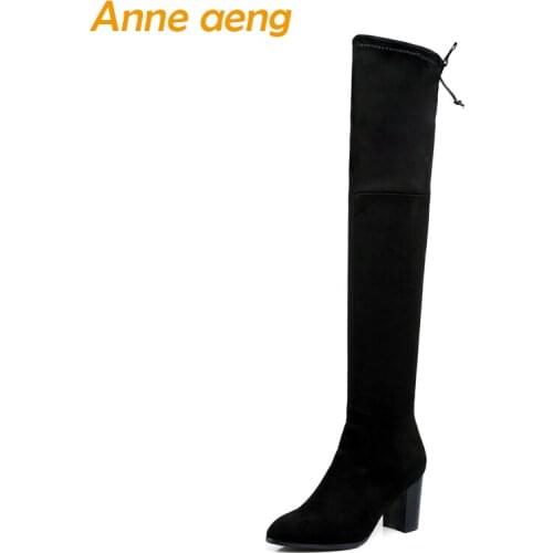 2018 New Winter Women Over-The-Knee Boots High Heel Pointed Toe Sexy Ladies Women Shoes Black Long Thigh High Boots Big Size