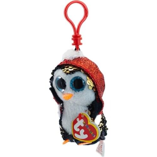New 4 '' 10 cm Ty Big Eyes (Gaelic) Plush Pea Glittering Hat Penguin Keychain Animal Collection Boys and Girls Birthday Gifts