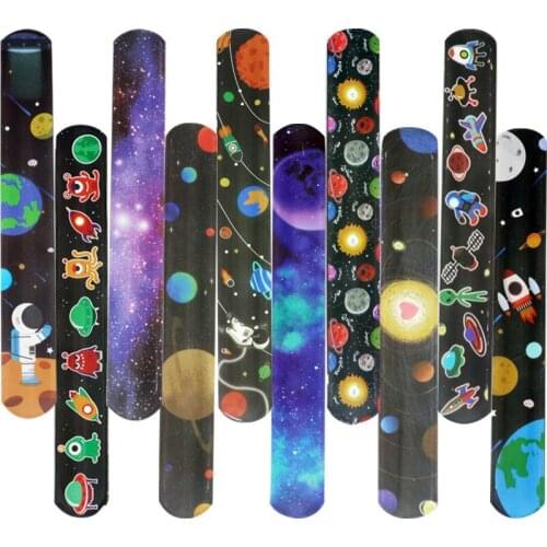 Novel Starry Sky Slap Bracelets Toy Universe Planet Party Space Alien Theme Party Kids One 1st Birthday Party Boy Favor Gifts