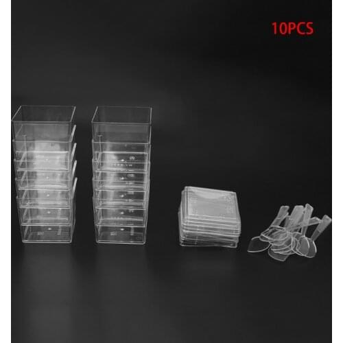 Humanized Disposable Hard Plastic Cube Dessert Cup With Spoons Lids Wedding Party Birthday