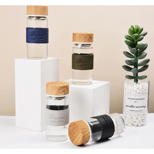 360ML Wood-covered glasses, heat-insulated sheaths, high borosilicate glasses, simple, portable and handy cups