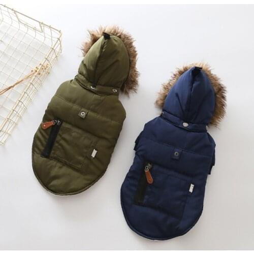 Autumn and winter new style hooded big fur collar cotton-padded coat dog clothing pet clothing small and medium-sized dog coat