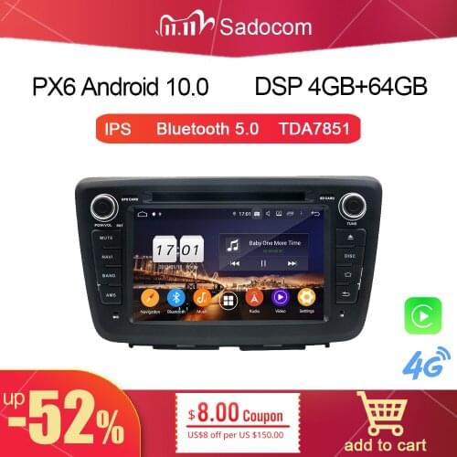 PX6 DSP Android 10.0 64GB ROM 4G RAM 8 core 64G Car DVD Player GPS RDS multimedia Radio wifi BT 5.0 For SUZUKI Baleno 2016 -2018