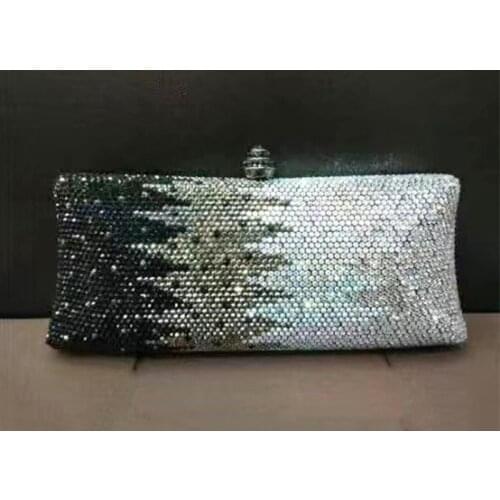 XIYUAN Silver/Black Purse Women Handbag Evening Diamond Wedding Bridal Cluch Bag High Quality Ladies Chain Small Phone Case