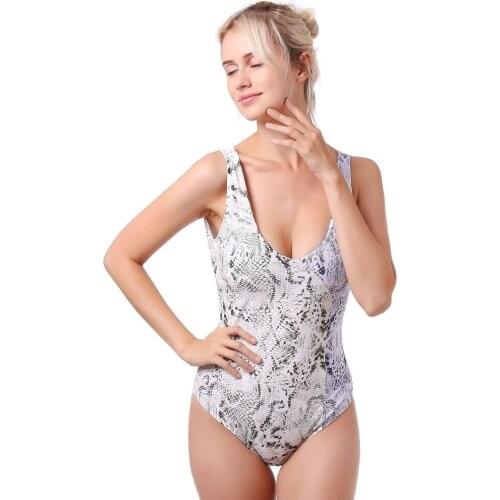Snake Print Swimsuit Printed One Piece Bathing Suit High Cut Swimsuit Beachwear High Waist Swimwear Floral Beachwear Bodysuit