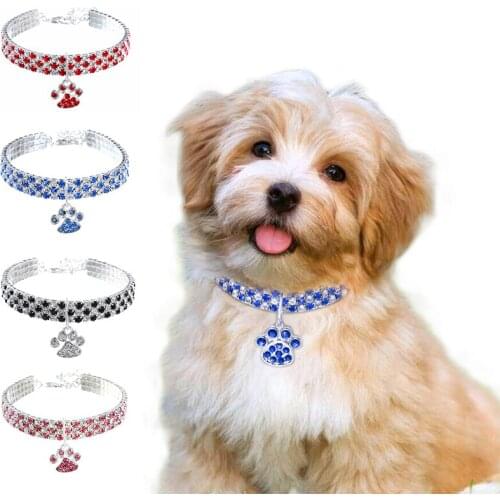 Rhinestone Dog Puppy Collar Cat Collar Bling For Dogs Jewelry Collars Pet Crystal Diamond Elasticity Necklace Pet Accessories