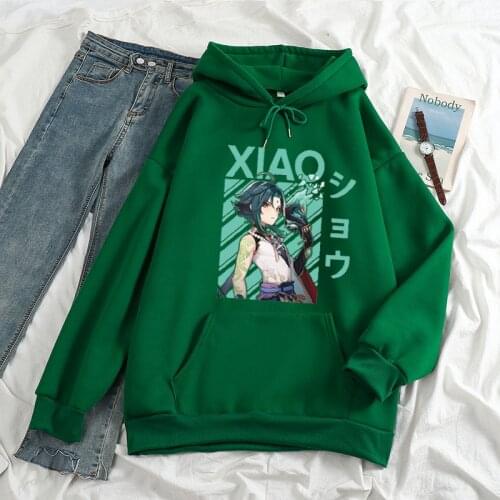 Genshin Impact Xiao Cool Print Hot Game Hoodies Women/Men Kangaroo Plus Size Sweatshirts Streetwear Graphic Hip Hop Fashion Tops
