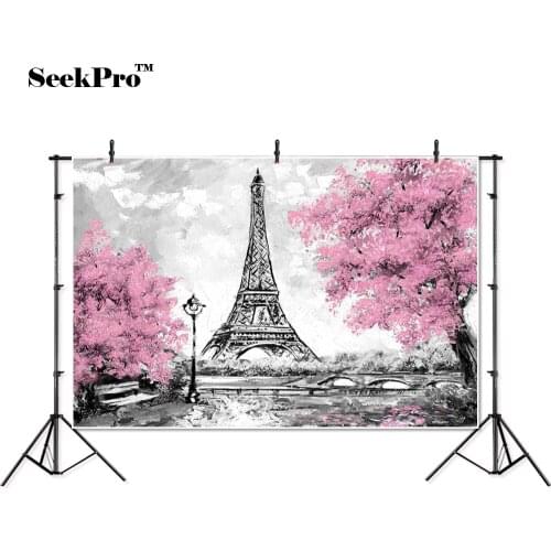 Thin vinyl Paris flower tree Eiffel Tower children photo Background Printed Professional indoor Photographic studio Backdrops