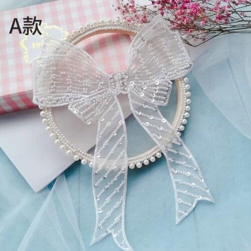 Three-dimensional beaded bow knot patch stickers hand-sewn diy clothes Lolita clothing matching materials