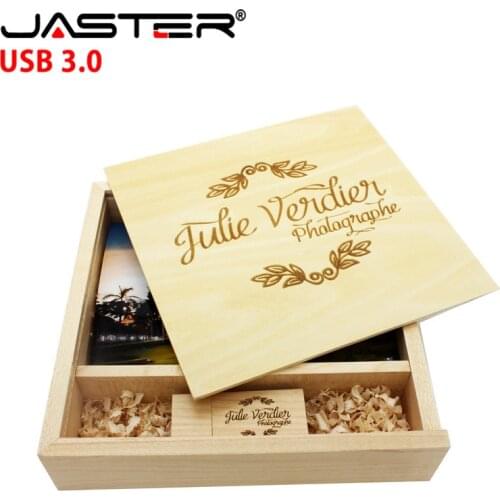 JASTER USB3.0 Custom LOGO wooden usb flash drive 4GB 8GB 16GB 32GB 64GB wedding photography gift box Customer settings Pen drive