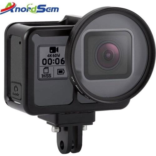 Anordsem Aluminum Alloy Protective Cage Case for GoPro Hero 7/6/5/2018 Insurance Frame & 52mm UV Lens Perfect GPS Data Signal