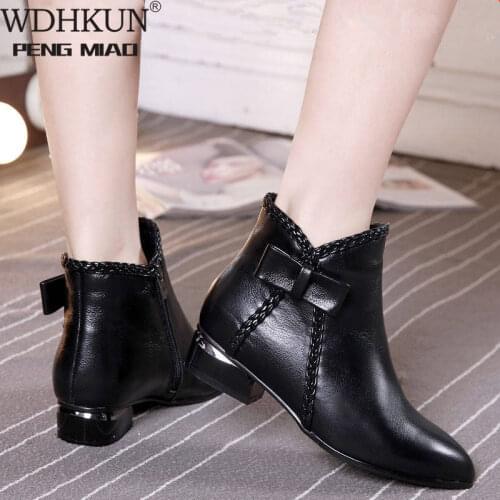 Fashion Short Boots Women Buckle Decoration Shoes Thick Heel Pointed Winter Warm Ankle Boot Casual Elegant Suede Boot Size 42
