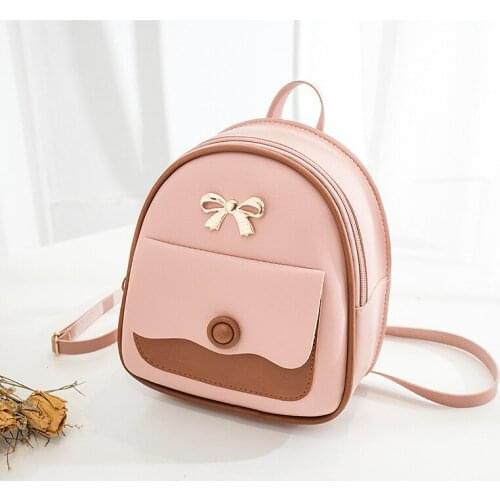 2020 Summer New Contrasting Color Womens Small Backpack Retro Fashion PU Leather Girls Small Bag with Portable #25