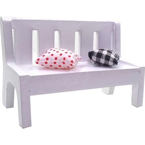 1:12 Dollhouse Miniature Wooden Bench Cushions Diy Doll House Home Furniture Decor
