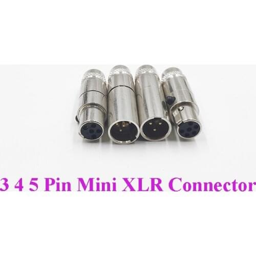 10pcs 3/4/5 Pin Metal Mini XLR Microphone Audio Connectors 3P 4P 5P Mini XLR Cannon Mic Microphone Male Female Terminals Plug