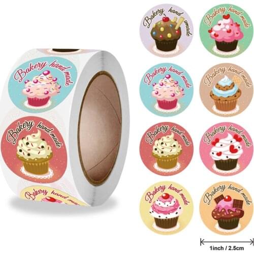 100-500pcs Delicious cake Bakery hand made Stickers Gift Packaging Seal labels Thank You Stickers Birthday Scrapbooking Stickers