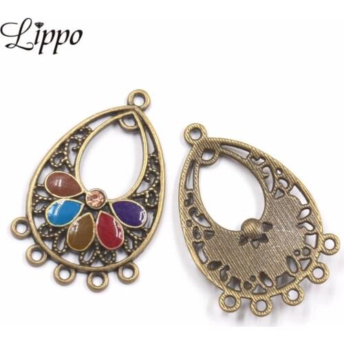 12pcs Antique Bronz Enamelled Earrings Connector Diy Big Statement Earring Pendant DIY Earring Charms