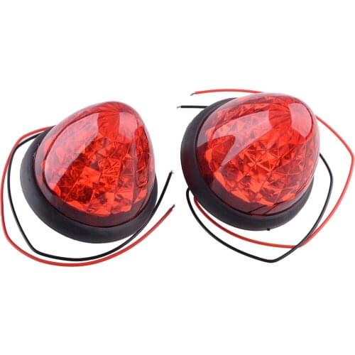 2Pcs Trailer Truck 16-LED Red Round Beehive Cone Side Marker Light Grommet Clearance Cab Sleeper Lamp 2W 24V