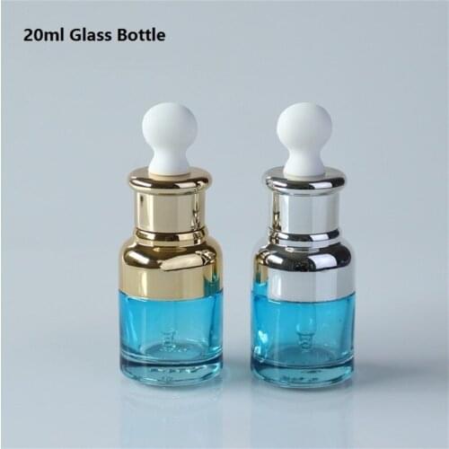 20PCS 20ml Blue Glass Dropper Bottle With Gold Silver Dropper , Essential Oil bottle, Pipet Dropper Vial, Glass Cosmetic Bottle
