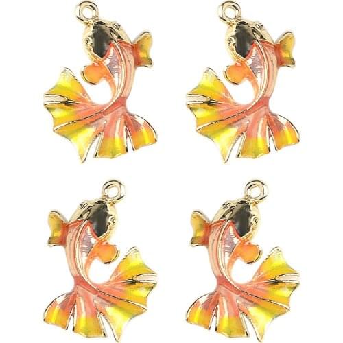 4pcs Fashion Earring DIY Accessory Golden Fish Enamel Charms Jewelry Making Findings Sewing Crafts Garment Decors