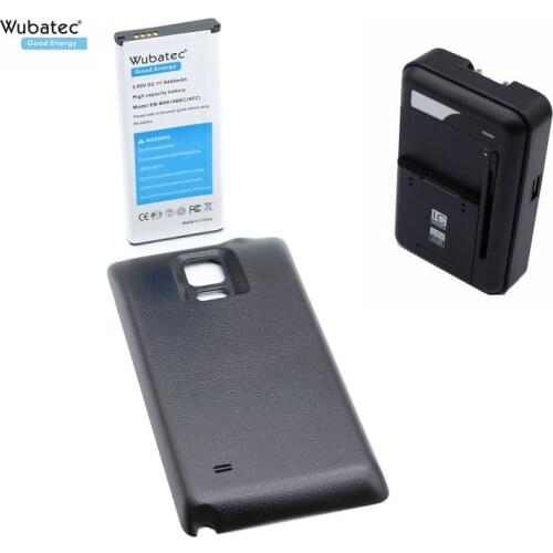 Wubatec 1x Note 4 NFC 6440mAh Battery + Charger for Samsung Galaxy Note4 N910F N910C N910V N910T + Back Case Extended Battery