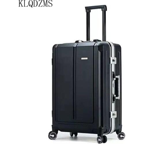 KLQDZMS 20’’24Inch PC Lightweight Women Suitcase Rolling Bags Aluminum Carry On Spinner Wheels Luggage Simple Style