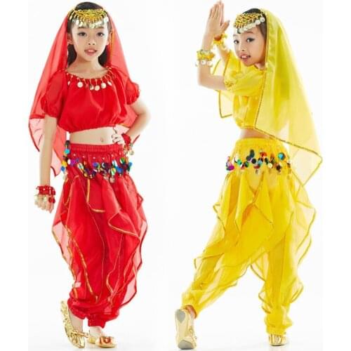 Children Belly Dance Costumes Kids Belly Dancing Indian Clothing Set 3 Color Belly Dance Performing Clothes