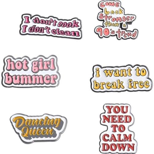 Cartoons Letter Enamel Badges Lapel Pins Women Fashion Anime Brooches For Clothes Cute Hijab Pins Decorative Badges Metal Brooch