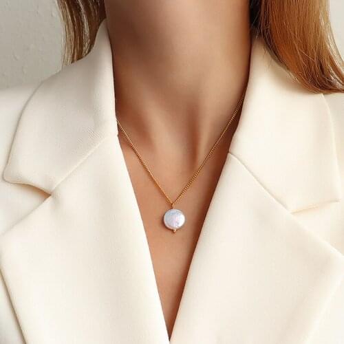 French brand niche design fresh water pearl Baroque clavicle necklace titanium steel 18K gold wholesale luxury jewelry