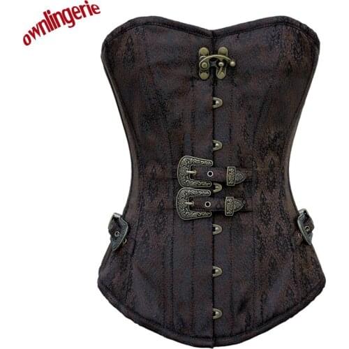 Hot style Steampunk Corset Black Steel 14 Bone Underbust Corsets Sexy Waist Slim Bustiers Waist Cincher corset