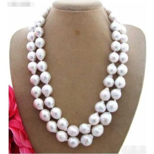 Beautiful 12-14 Mm Nucleated Freshwater Pearl Reborn Keshi Multicolor Baroque Necklace 36" 50"