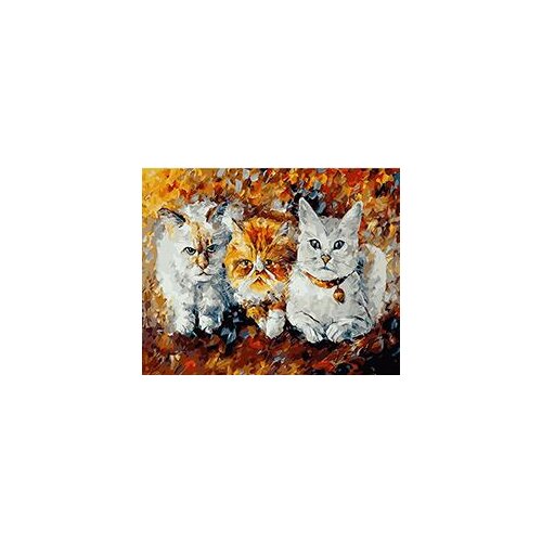 MaHuaf-W085 three Kittens painting set by numbers on canvas Wall decoration painting for home decor