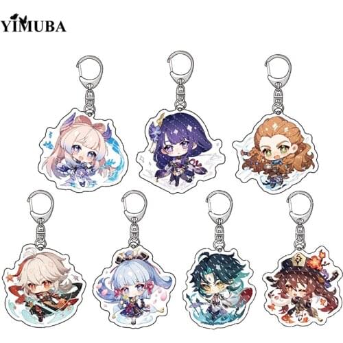 Cute Genshin Impact Game Character Acrylic Keychain SAYU Yoimiya Kazuha Kamisato Ayaka Rosaria Figures Pendant Keyring Ornament