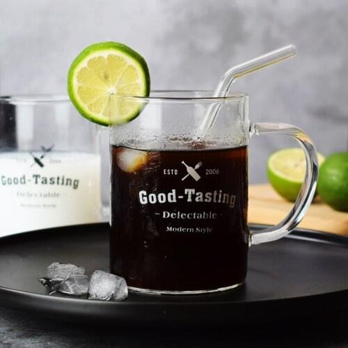 Nordic Glass Minimalist Office Cup Coffee Mug Fruit Juice Drink Cups and Mugs Transparent Glass Juice Cup for Pinic