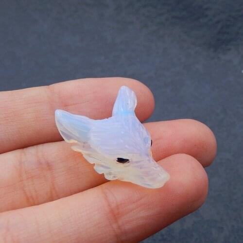 Natural Gemstone Carved Opalite Wolf Head diy necklace pendant 21x18x8mm,3.5g