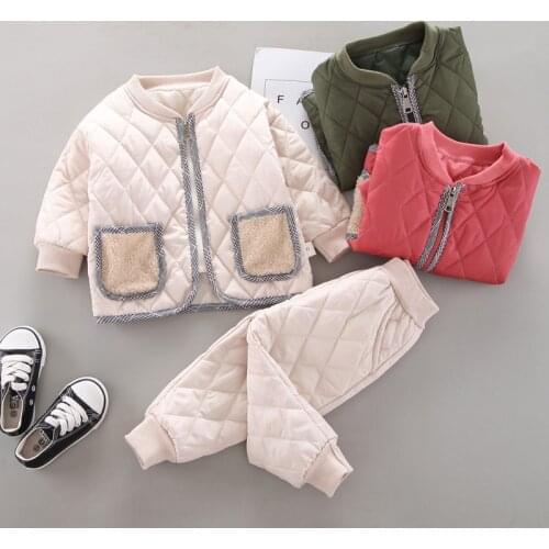 New Winter Autumn Baby Boys Full Sleeve Parkas Coats Pants 2pcs/set Cotton Suits Children Clothing Toddler Keep Warm Tracksuits