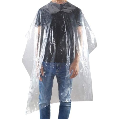 100Pcs PE Apron Disposable Long Barber Wai Cloth Perm Hair Salon Haircut Wai Hairdressing Cape Shawl 60X90cm