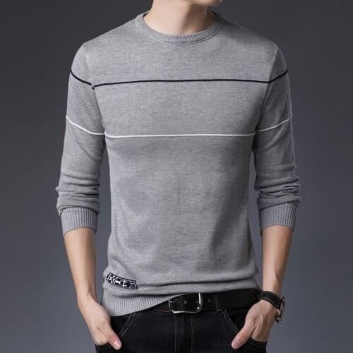 Pullover Mens Sweater Fashion Brand Warm Mens Pullover Striped Slim Fit Jumpers Knitted Cashmere Autumn Casual ClothingL