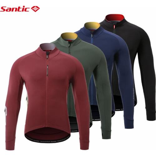 Santic Winter Men Cycling jackets Long Sleeves Fleece Keep Warm Road Bike Tops MTB Jersey Jackets Asian Size
