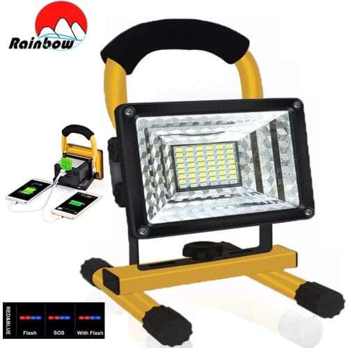 100W 24/48 LED Portable Spotlight Super Bright 100000LM Work Light Outdoor Camping Floodlight Searchlight Rechargable For Garden